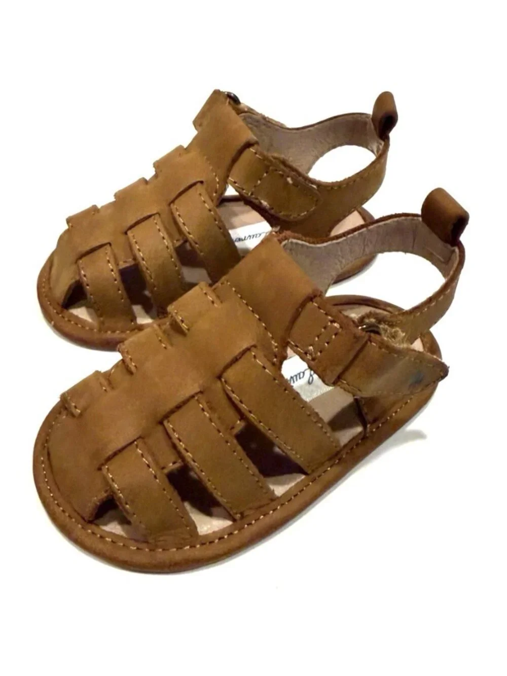 Ralph Lauren Darrell Leather Sandals Tan Crazyhorse Infant Baby Buckle Box Sz 2
